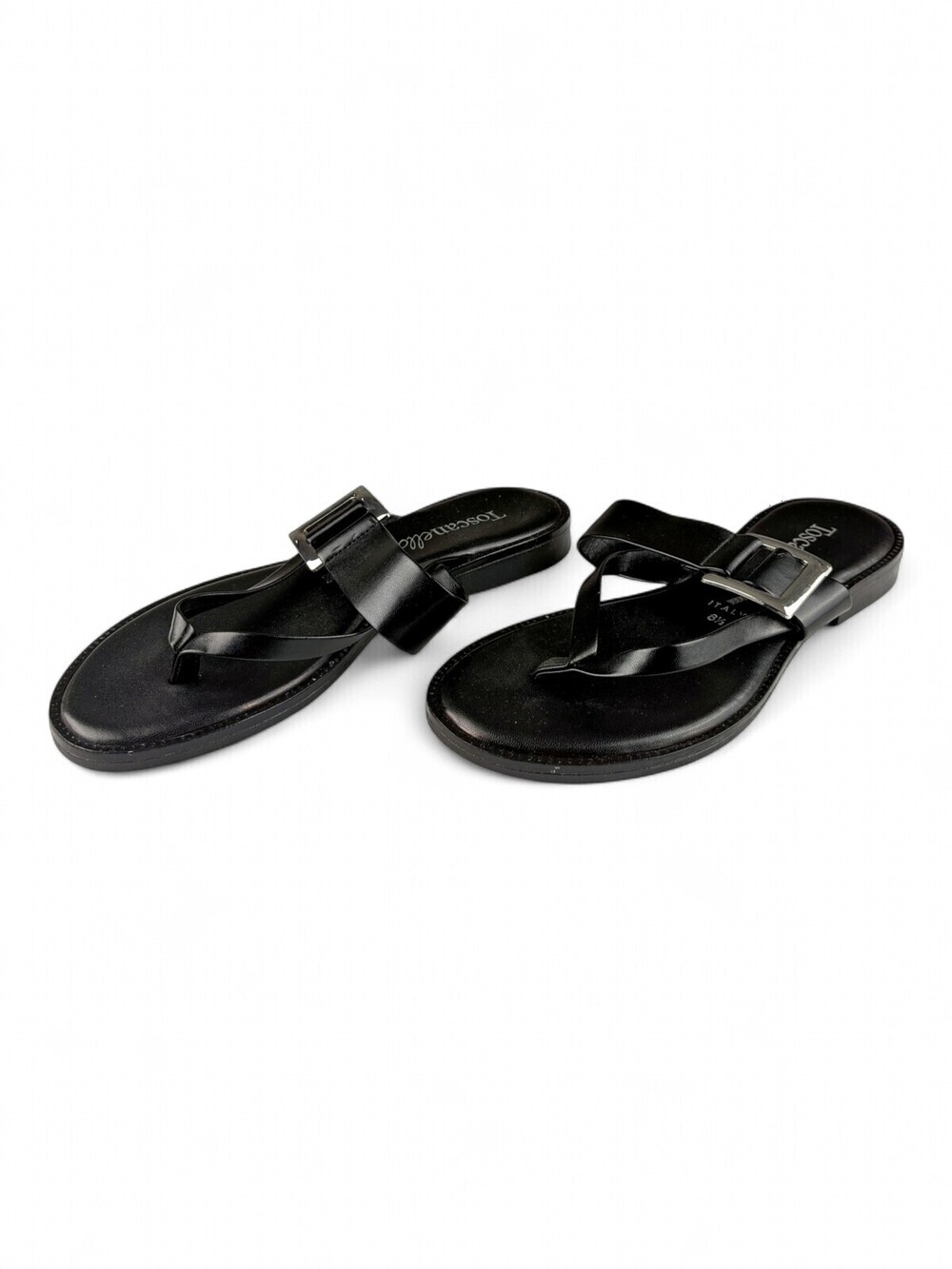 Toscanella Black Thong Sandals w/ Buckle US 8.5